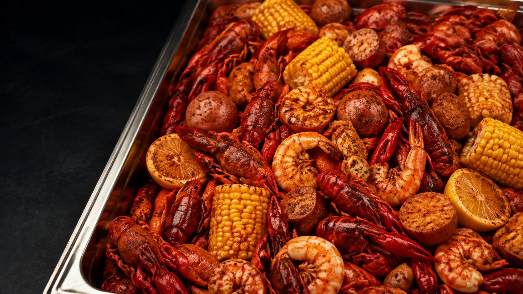 Cajun seafood boil prepared for catering